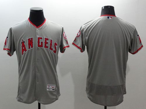 Angels of Anaheim Blank Grey Flexbase Authentic Collection Stitched MLB Jersey - Click Image to Close